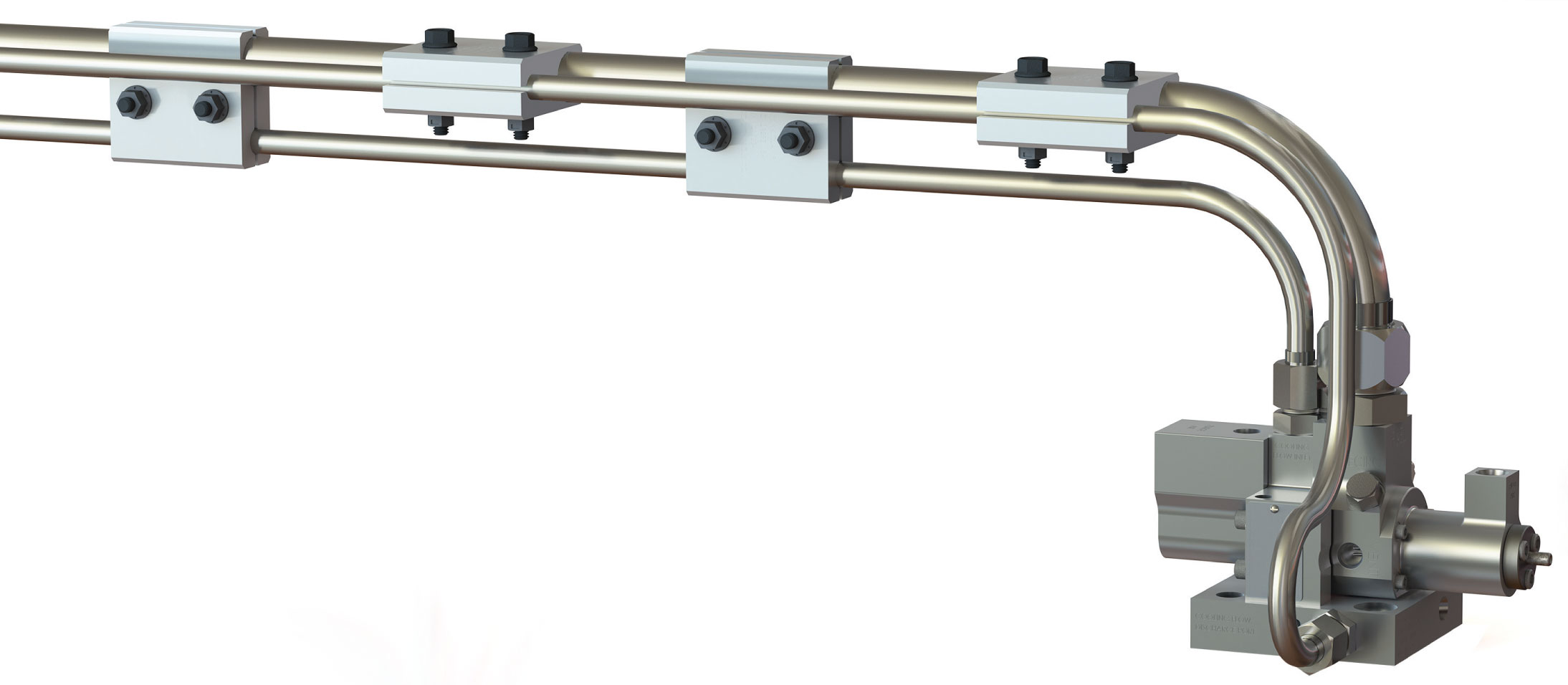 Water cooled 3-way purge valve clamp